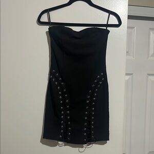 Forever 21 Black Strapless Lace-Up Dress
